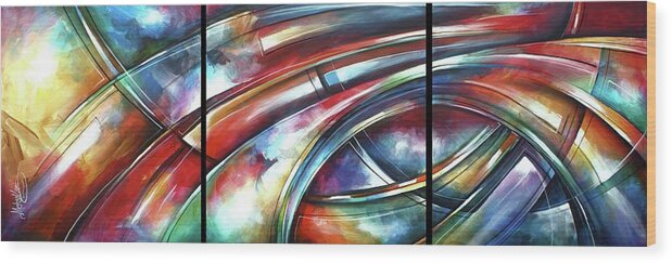 Abstract Wood Print featuring the painting Two Sides by Michael Lang