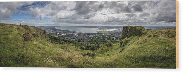 Cave Wood Print featuring the photograph View from Cave Hill, Belfast by Nigel R Bell