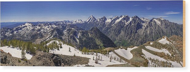 Panorama Wood Print featuring the photograph Wenatchee Mountains 2 by Pelo Blanco Photo