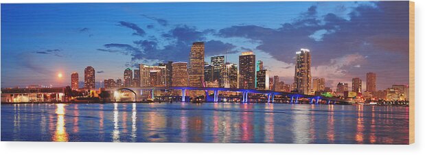 Miami Wood Print featuring the photograph Miami night scene #12 by Songquan Deng