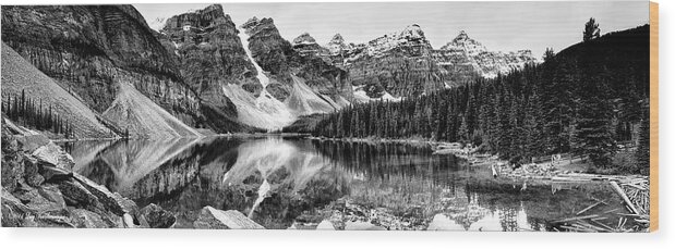 Lake Moraine Photograph Wood Print featuring the photograph Lake Moraine Reflection by Lucy VanSwearingen