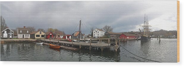 Mystic Seaport - Connecticut Wood Print featuring the photograph Mystic Seaport by John Brown