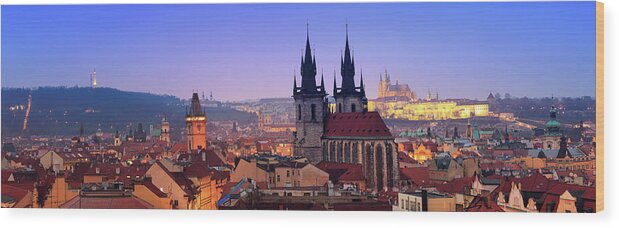 Gothic Style Wood Print featuring the photograph Prague Panoramic by Borchee