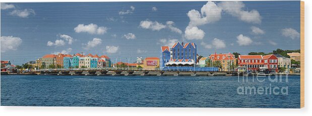 Willemstad Wood Print featuring the photograph Queen Emma Bridge Open Curacao by Amy Cicconi