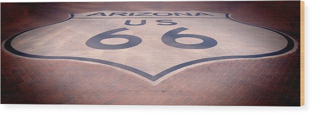 Route 66 Wood Print featuring the photograph Route 66 in Brick by Jeanne May