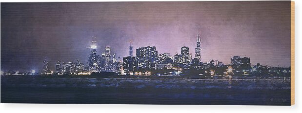 Chicago Wood Print featuring the photograph Chicago Skyline from Evanston by Scott Norris