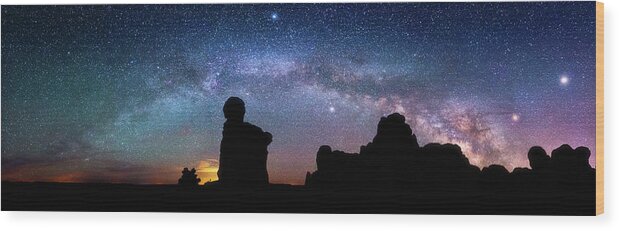 Milky Way Panorama Wood Print featuring the photograph Mother of the Garden by Darren White