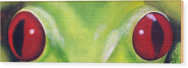 Red Eyed Tree Frog Wood Print featuring the painting Red Eyed Tree Frog by Darlene Green