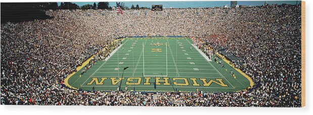 Photography Wood Print featuring the photograph University Of Michigan Stadium, Ann by Panoramic Images