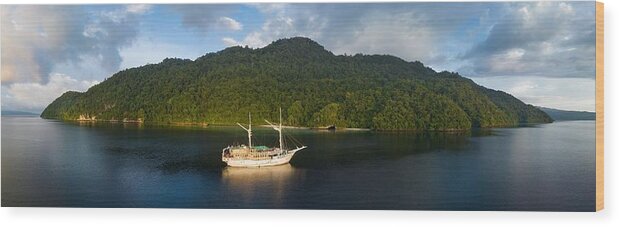 Landscapeaerial Wood Print featuring the photograph A Tranquil Sunrise Illuminates by Ethan Daniels