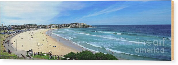 Panorama Wood Print featuring the photograph Bondi Beach Panorama by Kaye Menner by Kaye Menner