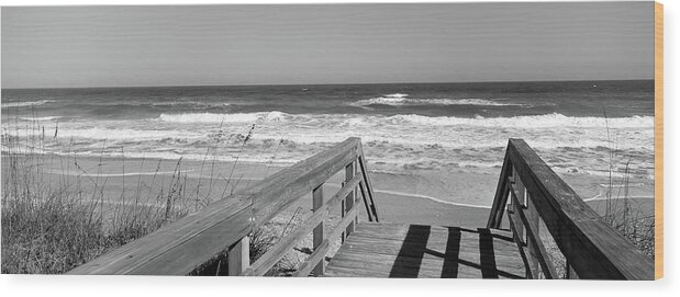 Photography Wood Print featuring the photograph Boardwalk Leading Towards A Beach #1 by Panoramic Images