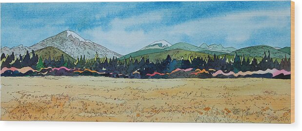 Mountain Wood Print featuring the painting Deschutes River View by Terry Holliday