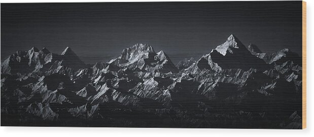 Dark Wood Print featuring the photograph K2 The Abruzzi Spur by Martin Van Hoecke