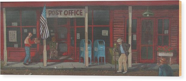 Fifties Art Wood Print featuring the painting Keeping in Touch by Tony Caviston