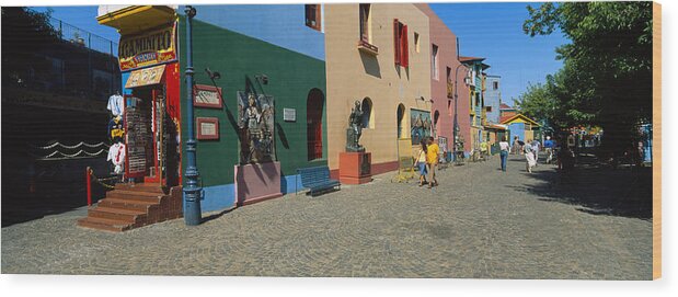 Photography Wood Print featuring the photograph Multi-colored Buildings In A City, La by Panoramic Images