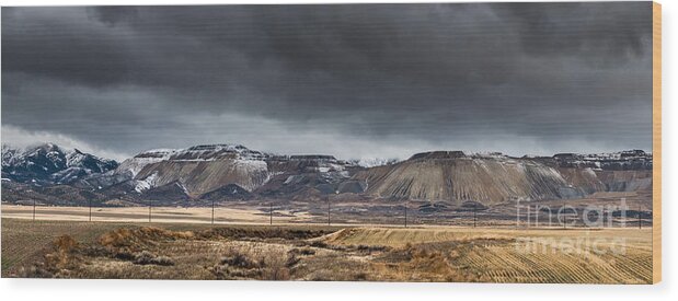 Oquirrh Mountains Wood Print featuring the photograph Oquirrh Mountains Winter Storm Panorama 2 - Utah by Gary Whitton