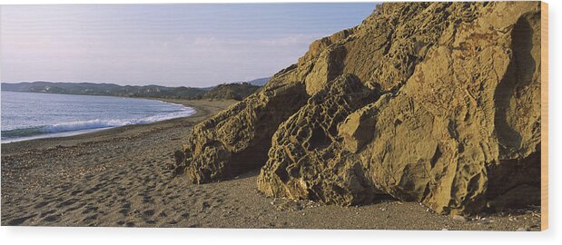 Photography Wood Print featuring the photograph Rock Formations On The Beach, Chios by Panoramic Images