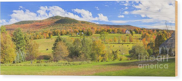Autumn Wood Print featuring the photograph Rural New England Autumn panorama by Ken Brown