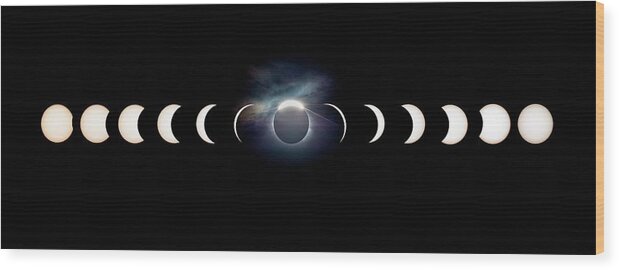 Solar Eclipse Wood Print featuring the photograph Solar Eclipse Photo Sequence by Dr Juerg Alean