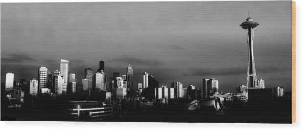 Seattle Wood Print featuring the photograph The Needle Rises by Benjamin Yeager