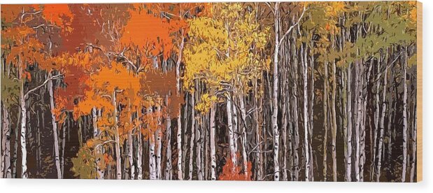  Wood Print featuring the painting Trees by Lelia DeMello