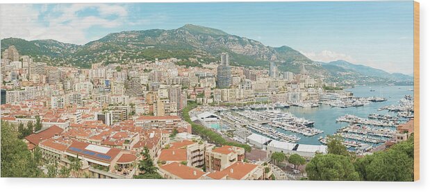 City Wood Print featuring the photograph Monte Carlo Cityscape #2 by Marek Poplawski