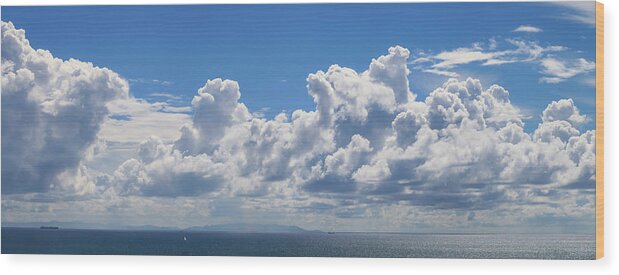 Clouds Wood Print featuring the photograph Clouds Over Catalina Island - Panorama by Gene Parks