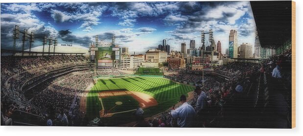 Comerica Park Wood Print featuring the photograph Comerica Park, Detroit by Mountain Dreams