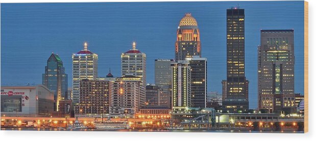 Louisville Wood Print featuring the photograph Louisville Panorama Close Up by Frozen in Time Fine Art Photography