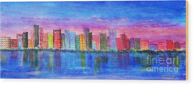 Miami Wood Print featuring the painting Miami Port by Anne Sands