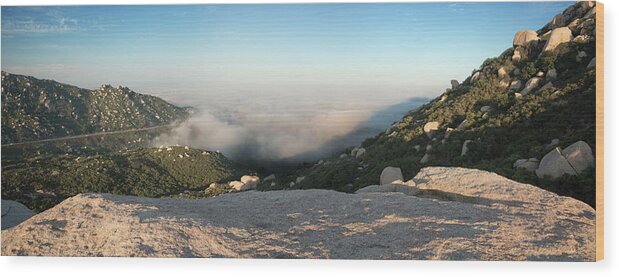 San Diego Wood Print featuring the photograph Mount Woodson Foggy Valley by William Dunigan
