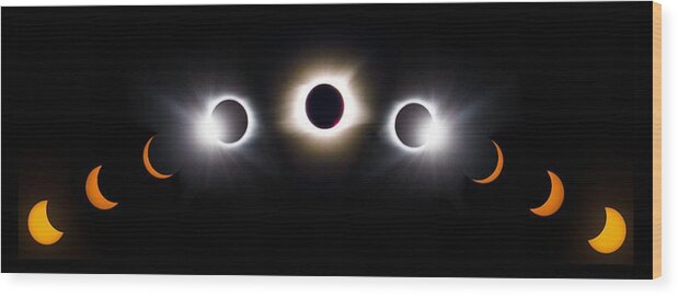 08 21 2017 Wood Print featuring the photograph Panorama Total Eclipse T Shirt Art Phases by Debra and Dave Vanderlaan