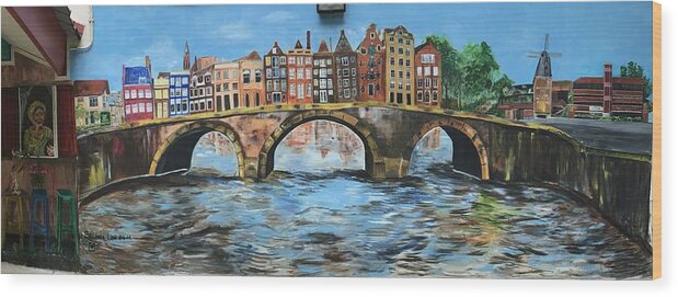 Amsterdam Wood Print featuring the painting Spiritual Reflections by Belinda Low