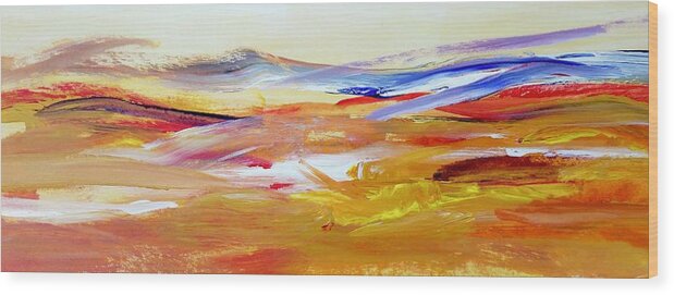Landscape Wood Print featuring the painting Red Hills From The Sky by Alida M Haslett