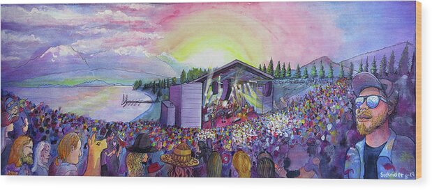 String Wood Print featuring the painting String Cheese Incident Lake Dillon by David Sockrider