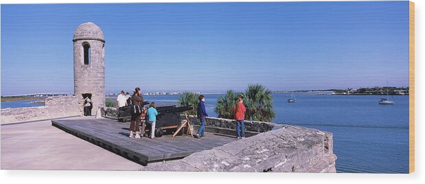 111894 Wood Print featuring the photograph Tourists At The Roof Of A Fort by Panoramic Images