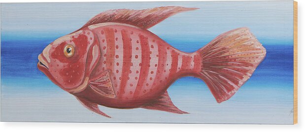  Wood Print featuring the painting Red Fish by Britta Burmehl