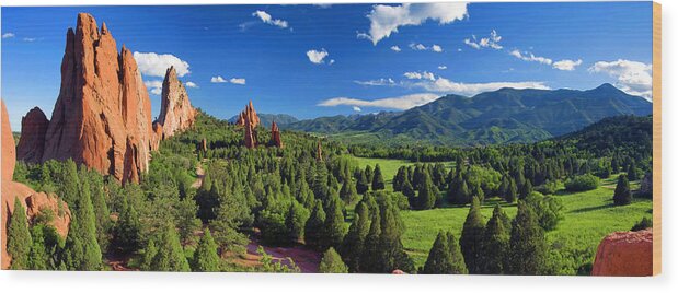 Colorado Wood Print featuring the photograph Garden of the Gods Panorama at it's Best by John Hoffman