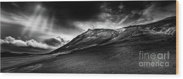Rainstorm Wood Print featuring the photograph Rainstorm Approaching Krafla Iceland by M G Whittingham