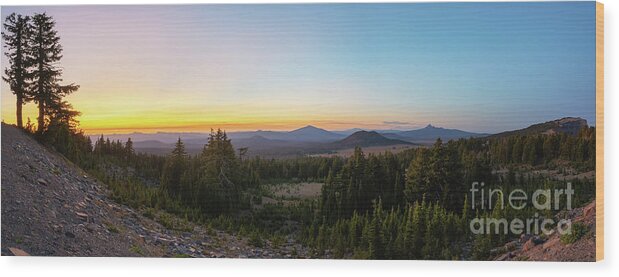Crater Lake Wood Print featuring the photograph Rim Drive Sunset Panorama by Michael Ver Sprill