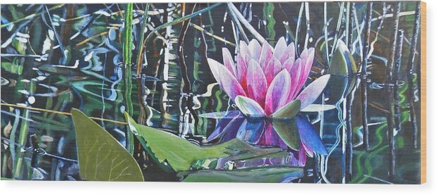 Waterlily Wood Print featuring the painting Waterlily by John Neeve
