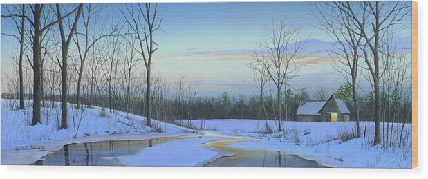 Landscape Wood Print featuring the painting A New Dawn by Mike Brown