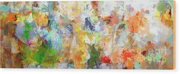 Abstract Wood Print featuring the digital art Abstract Collage Panorama by Ginette Callaway