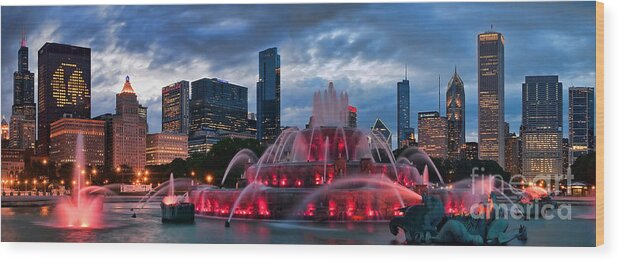 Chicago Wood Print featuring the photograph Chicago Blackhawks Skyline by Jeff Lewis