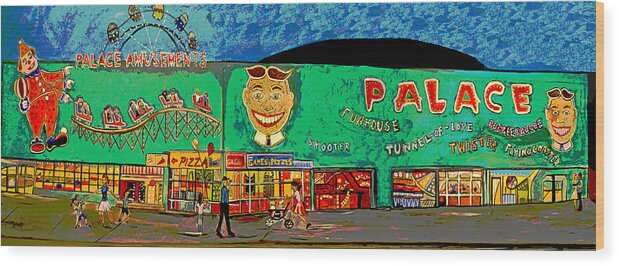 Asbury Park Palace Wood Print featuring the painting Dreams of the Palace by Patricia Arroyo