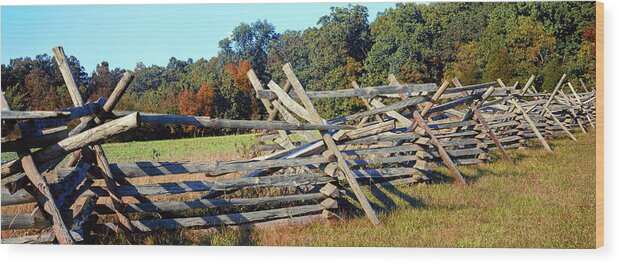 Photography Wood Print featuring the photograph Fence At Gettysburg National Military by Panoramic Images