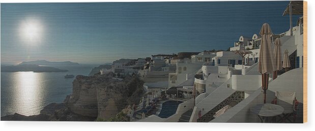 Scenics Wood Print featuring the photograph Hotels On The West Coast Of Santorini by Ed Freeman