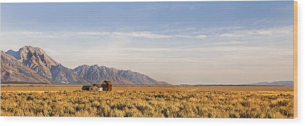 Grand Tetons Wood Print featuring the photograph Isolated homestead  The Grand Tetons by Gordon Ripley