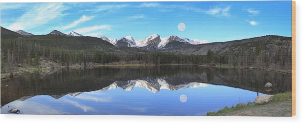 Sprague Lake Wood Print featuring the photograph Moon Over Sprague Lake by Shane Bechler